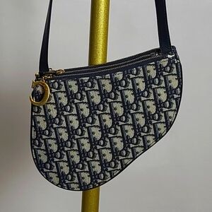 Dior Oblique Saddle Trio Pouch Canvas  Fabric Blue Crossbody perfect condition